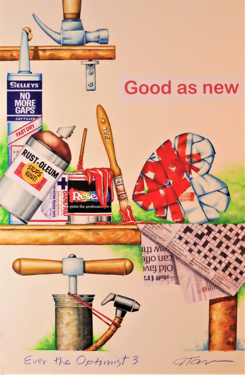 "Ever the optimist 3" 15x22in. Mixed Media, 2020