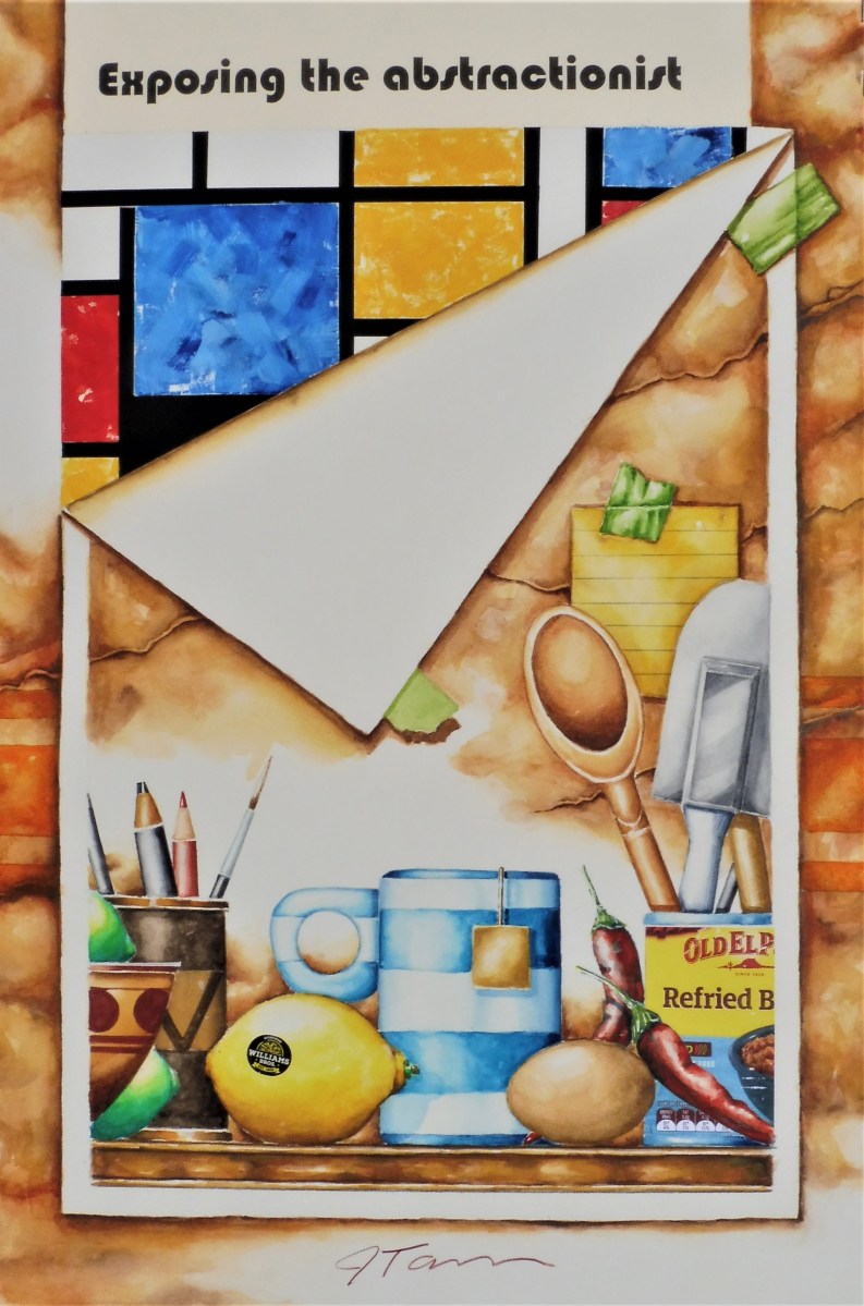 "Exposing the abstractionist" 15x22 in. Mixed media, 2022