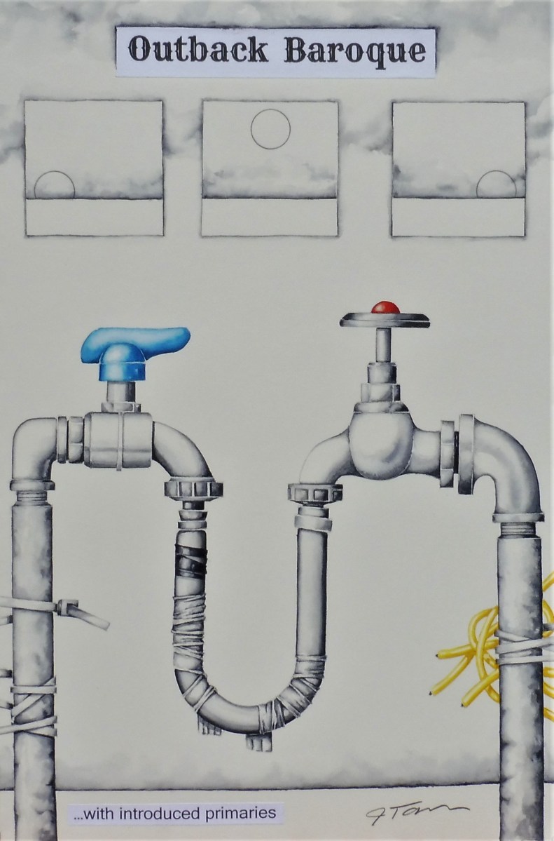 "Outback baroque" 15x22 in. Mixed media, 2022